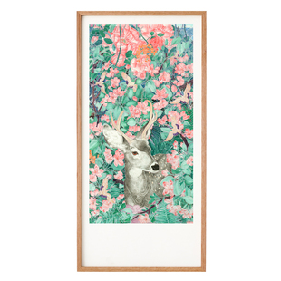 张文学x麋鹿玄关装饰画入户进门走廊原木风日式新中式发财大挂画