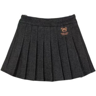 女童半身裙百褶裙春秋冬款2026儿童洋气百搭呢短裙女孩学院风裙子
