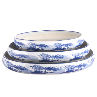 吸水石底座盆上水石假山盆景专用盆水仙铜钱草陶瓷水培青花瓷花盆