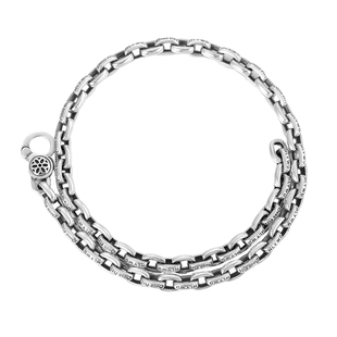 欧美风痞帅男士樱花扣古巴链加粗项链纯银手工做旧复古潮流o字链