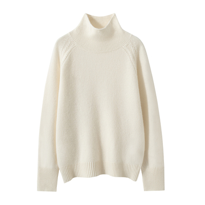 羊绒高立领套头毛衣插肩宽松加厚