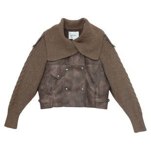 it'real瑞尔冬季新款休闲复古翻领拼接羽绒服外套女