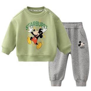 迪士尼儿童套装男女童加绒卫衣卫裤宝宝秋冬米奇朱迪童装2025新款