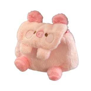 可爱小猪单肩斜挎包帅气学生软妹百搭日韩系毛绒少女卡通背包校园