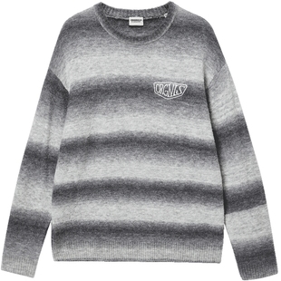 [羊毛混纺/纯棉]杰克琼斯男装秋新款条纹渐变宽松毛衣刺绣针织衫