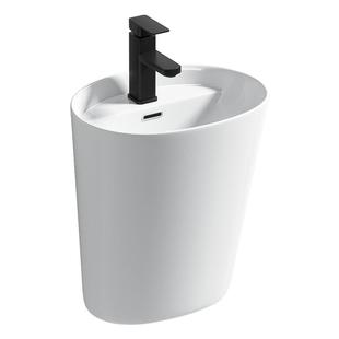 普奥勒小户型陶瓷挂墙式洗脸盆小尺寸壁挂式椭圆形洗手盆悬空挂盆