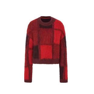 骄阳似我赵今麦聂曦光同款复古红色格子毛衣女慵懒风宽松针织上衣