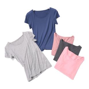 莫代尔女T恤短袖百搭圆领宽松修身大码凉爽家居服打底衫睡衣半袖