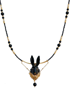 YIHE黑玛瑙金须兔绅士风项链