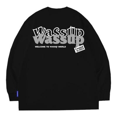 国潮字母长袖t恤WASSUP