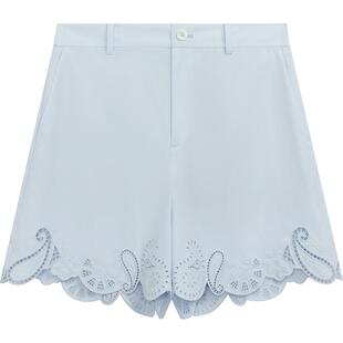 【播奥莱】播镂空短裤女商场同款春秋宽松阔腿休闲裤BDR2KD2923