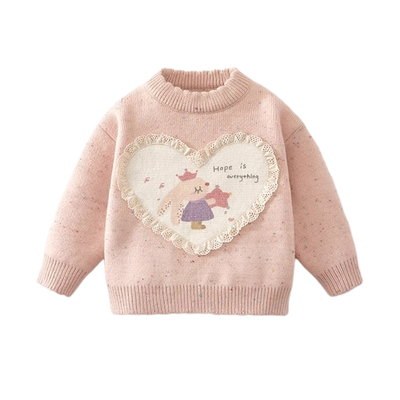 女童针织衫毛衣冬季2025新款儿童装冬季加绒洋气卡通一体绒打底衫