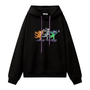 【买一送一】PSYCHOS2026春新品重磅420g棉黑色连帽印花卫衣原创