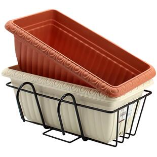 爱丽思花盆花架长方形阳台种菜悬挂塑料盆铁艺挂栏杆爱丽丝花架