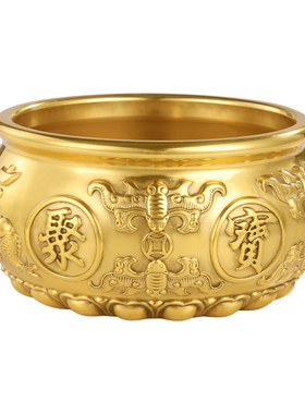 【销量T0P1】纯黄铜聚宝盆摆件