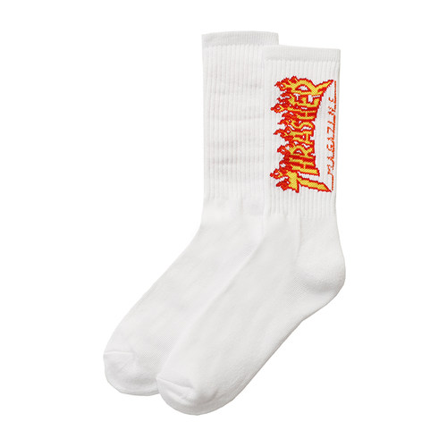 THRASHER 外侧火焰印花袜子 FLAME SOCKS LOGO 经典款 滑板袜套装