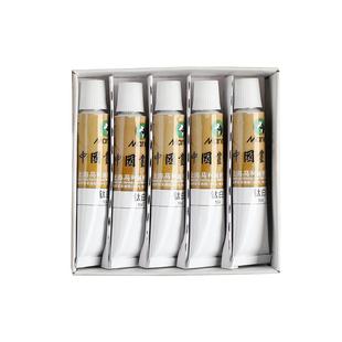 马利牌5支装12ml中国画颜料藤黄花青大容量5支装山水画水墨画工笔画单色白色赭石曙红朱大红三绿藤黄