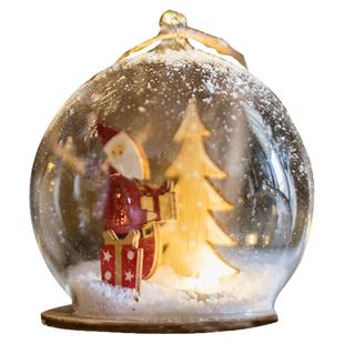 掬涵Christmas圣诞树雪球挂件装饰品玻璃吊灯球发光摆件橱窗派对