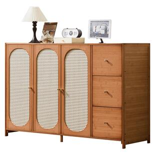 书架落地矮书柜复古风客厅玄关家用收纳置物柜带门防尘储物柜子