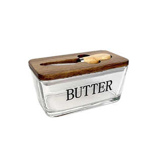相思木黄油储存盒带盖抹刀玻璃密封盒甜品奶酪芝士牛油收纳保鲜盒