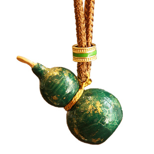 黄铜葫芦挂件毛衣链 复古风小众高级感滴油烫金烤漆福禄长绳项链