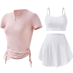 2026新款网球服套装女春夏羽毛球健身运动瑜伽普拉提上衣漂亮粉色