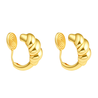 ZTX 牛角包耳夹无耳洞女一体式无痛蚊香盘耳环小众百搭气质假耳钉