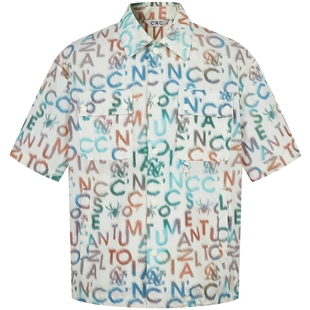 CNC男装奥莱短袖休闲服夹克男款春夏新款翻领提花宽松透气外套