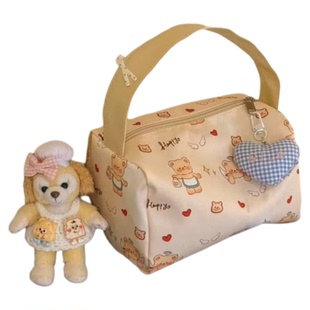 高颜值ins奶油小熊便携化妆洗漱包旅行收纳包大容量立体手提包女