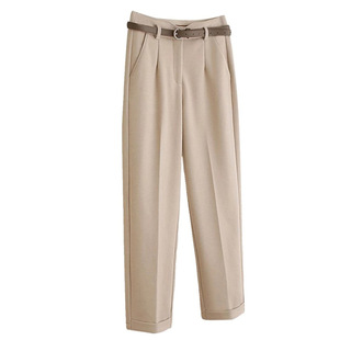 清仓捡漏奥特莱斯品牌撤柜磨毛加厚西装裤女秋冬毛呢裤九分烟管裤