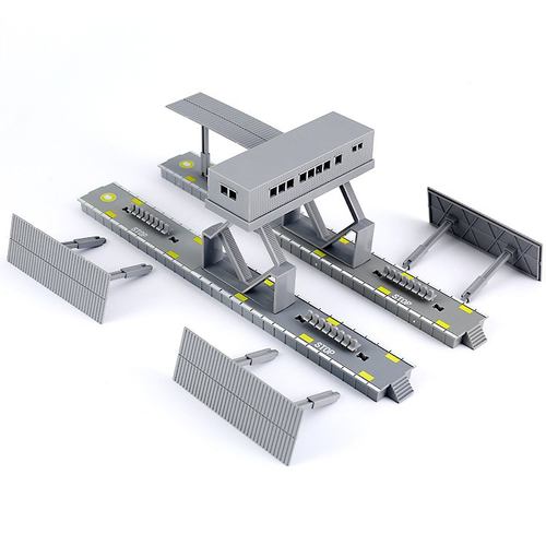 火车轨道站台仿真套装玩具发光路轨插拼天桥电线杆拼装动车