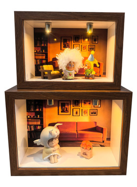 星星人盲盒手办防尘展示框