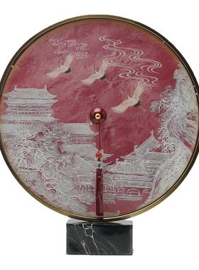 新中式现代古典圆形红色流苏摆件