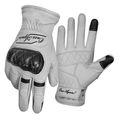 新款复古机车手套山羊皮碳纤护壳