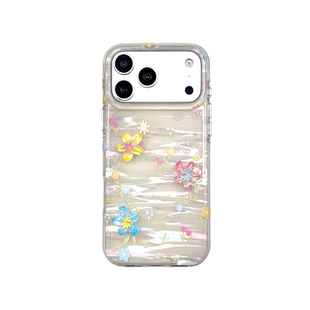 轻派韩系ins少女心鎏彩立体百合花适用苹果17promax手机壳iphone16pro新款15女款14温柔甜美13双层全包硬壳