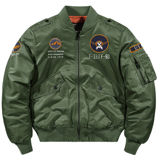 JEEP吉普秋冬款飞行员外套男工装宽松大码棉服刺绣潮牌棒球领夹克