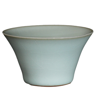 微瑕品二级品晓芳窑柏采九寸土汝窑铭记柴窑青花茶杯手绘陶瓷茶具