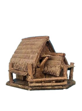 中式仿古房子茅屋玩具盆景摆件假山配件车内装饰品创意鱼缸造景