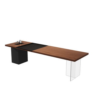 老板办公室大型实木茶桌会客接待泡茶桌高档茶台带茶盘烧水壶一体