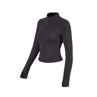 冬天加绒瑜伽服上衣女运动长袖普拉提训练服冬季立领跑步健身外套