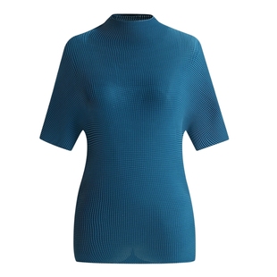马天奴夏季新款藏青色立领肌理感短袖上衣短款百搭气质弹力时尚女