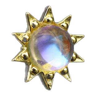 Shinma 0.8MM纯银925银蛋白石太阳耳钉耳环耳骨钉欧美气质耳饰