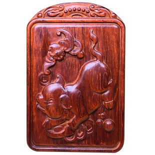 紫檀实木雕刻生肖吊坠挂件红木鼠牛虎兔龙蛇马羊鸡狗猪木质钥匙扣