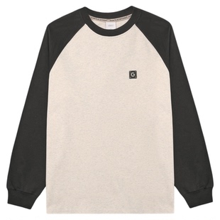 GWIT 美式复古拼接撞色春秋潮牌上衣运动体恤打底衫重磅长袖T恤男