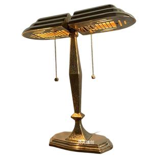 wuone灵光逸创海派民国阿代扣风格卧室双头铜台灯客厅书房书桌灯