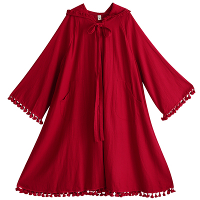 忆旧文艺连帽中长款风衣女款秋季