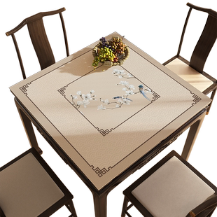 新中式皮革正方形餐桌垫茶几八仙桌垫麻将方桌布防水防油免洗盖布