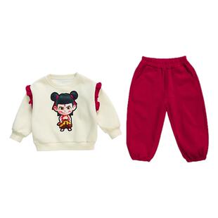 女童套装春秋季2026新款哪吒儿童服装女孩国潮风女宝宝运动两件套