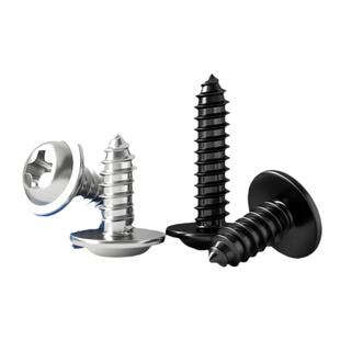 PWA黑色圆头带垫自攻螺丝304不锈钢大帽盘头十字带介子自攻小螺钉