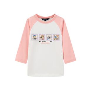 【凉感】TeenieWeenie Kids小熊童装舒适男女童七分袖T恤衫打底衫